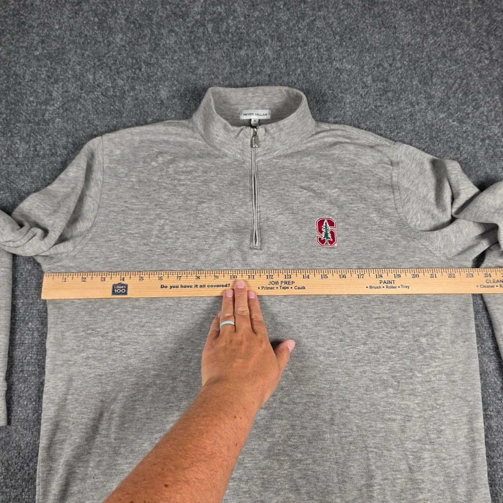 Stanford University Peter Millar Crown Comfort Quarter Zip Pullover Men M Gray